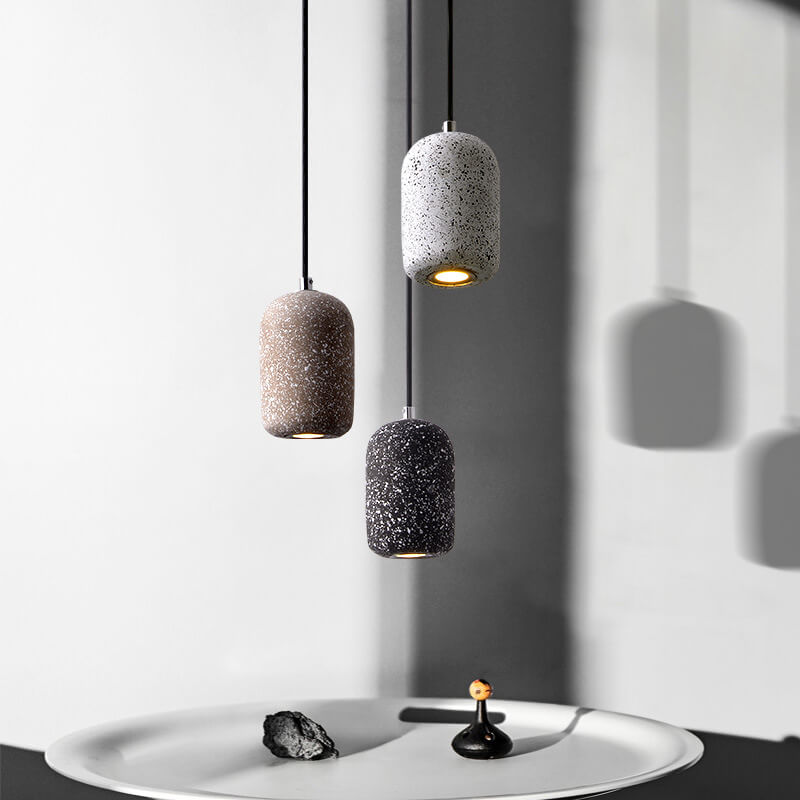 Modern Terrazzo Cylindrical LED Cement LED Pendant Light BulbSquare