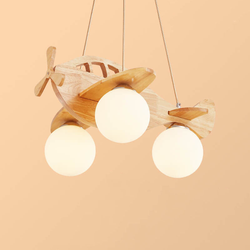 Lumendat Cartoon Aircraft Wooden 3-Light LED Chandeliers Lumendat