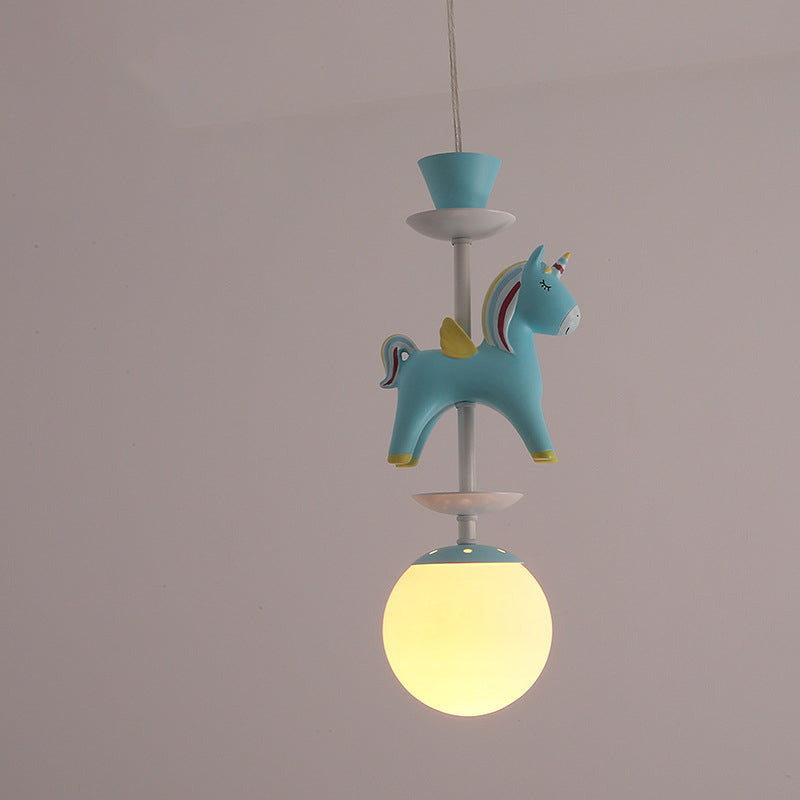 Lumendat Modern Art Deco Kids Iron Resin Glass Round Base Ball Horse 1/3/5 Light Flush Mount Ceiling Light For Bedroom Lumendat