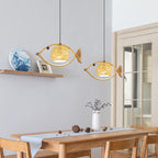Creative Hemp Rope Willow Weaving Fish Shape 1-light LED Pendant Light BulbSquare