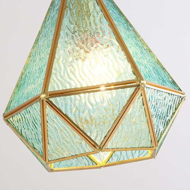 Modern Colorful Water-grain Glass 1-light Diamond Shaped Pendant Light