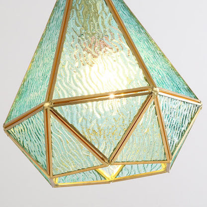 Modern Colorful Water-grain Glass 1-light Diamond Shaped Pendant Light