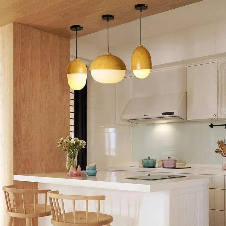 Modern Beige Nut 1-light Globe Pendant Light BulbSquare