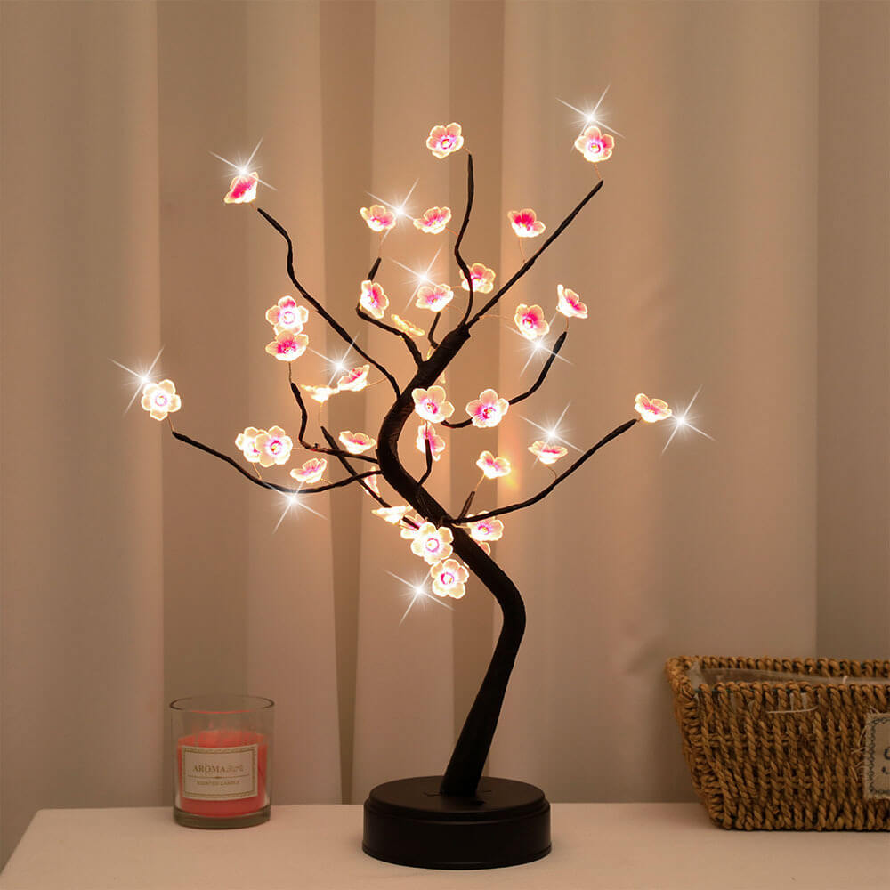 Bonsai Tree Light Plum Blossom Light Remote Control Small LED Table Lamps Lumendat