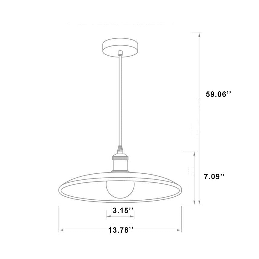 Minimalist Wooden 1-light Saucer Shaped Pendant Light BulbSquare