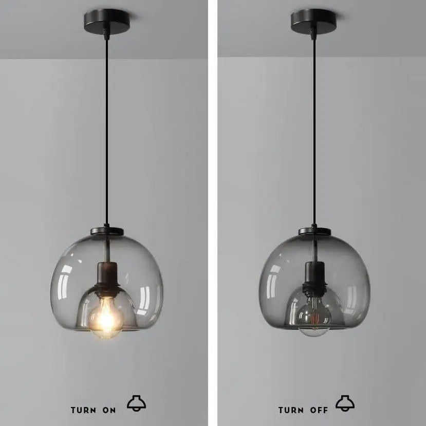 Minimalist Smoke Gray 1-light Hand-blown Glass Dome Pendant Light Lumendat