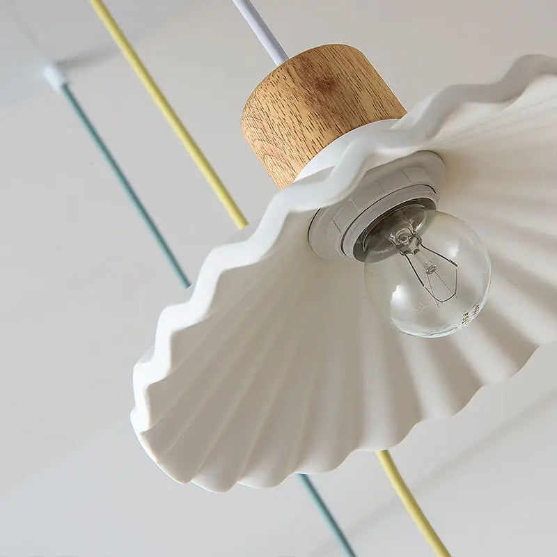 Modern Macaron Cement Scalloped Shade 1-light Pendant Light for Living Room Lumendat