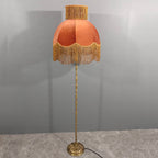 Traditional Vintage Cylinder Semicircle Tassel Fabric Copper 1-Light Standing Floor Lamp For Living Room Lumendat