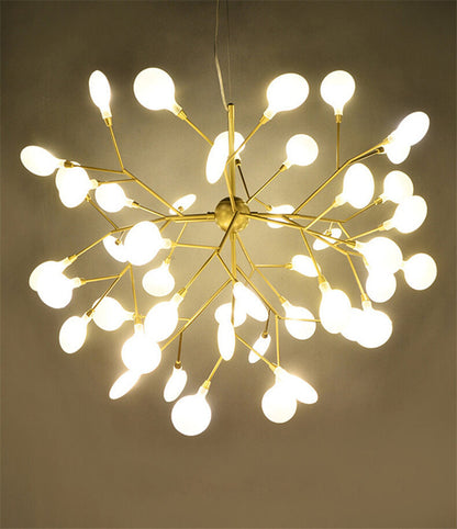 Modern LED Firefly Branch Chandelier – 27 or 36 Lights, Gold & Black
