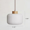 Retro White Striped Glass Jar 1-light Japanese Pendant Light Lumendat