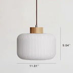 Retro White Striped Glass Jar 1-light Japanese Pendant Light Lumendat
