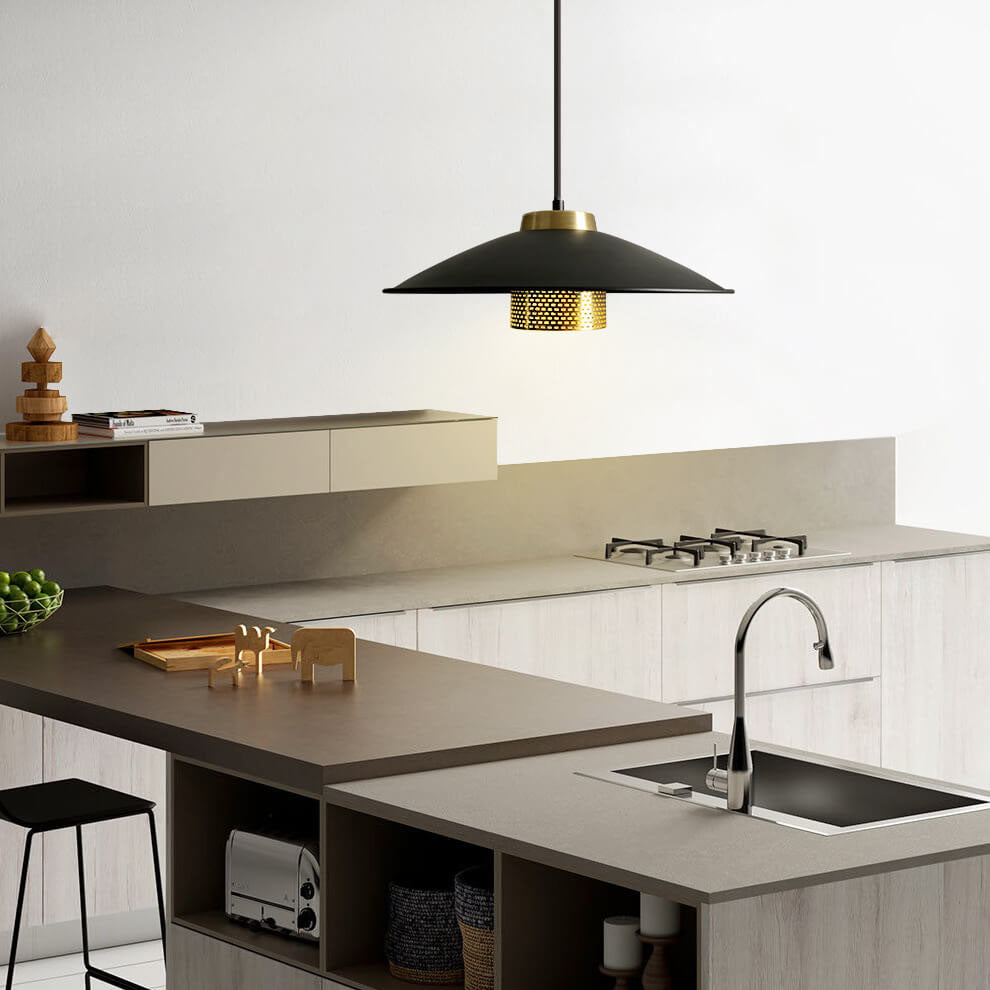 Industrial Simple Scalloped Wrought Iron 1-light Pendant Light