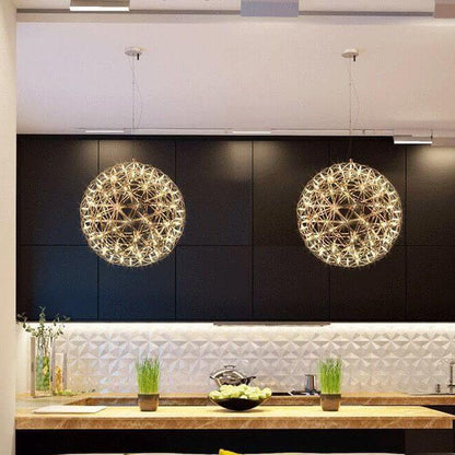 Contemporary Creative Globe Iron 12 Light LED Firework Pendant Light For Living Room