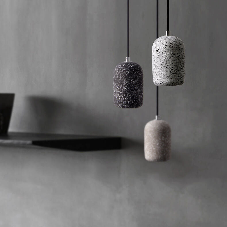 Modern Terrazzo Cylindrical LED Cement LED Pendant Light BulbSquare
