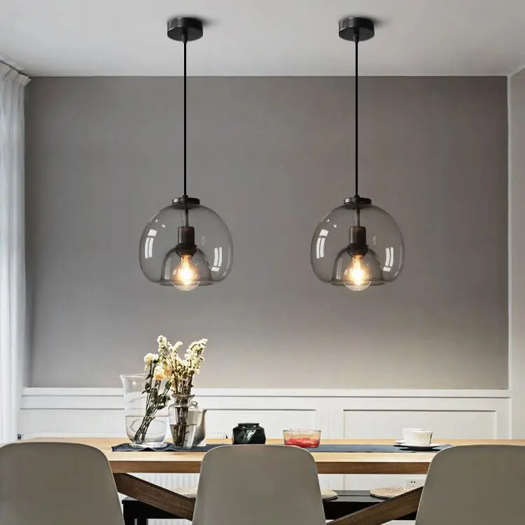 Minimalist Smoke Gray 1-light Hand-blown Glass Dome Pendant Light Lumendat