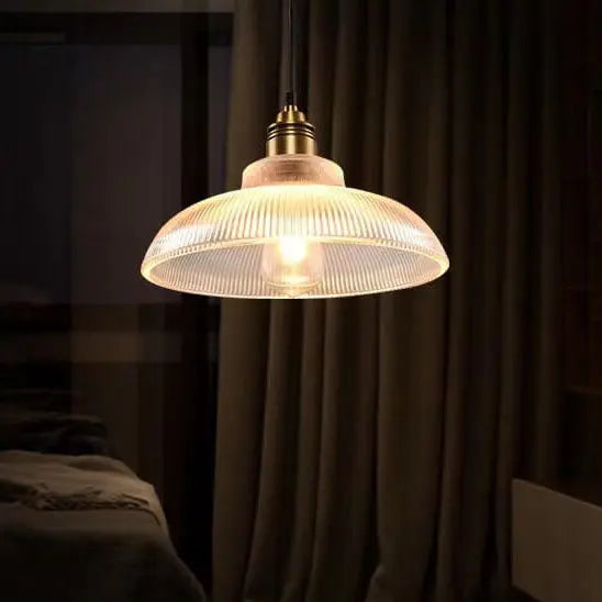 Vintage Striped Pot Lid Glass 1-light Pendant Light Lumendat
