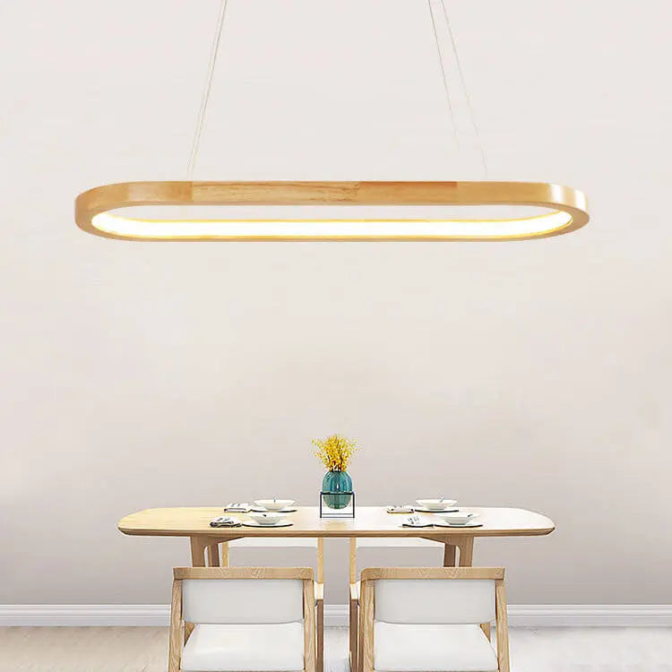 Modern Minimalist Wooden Linear Round 1-light LED Chandeliers Lumendat