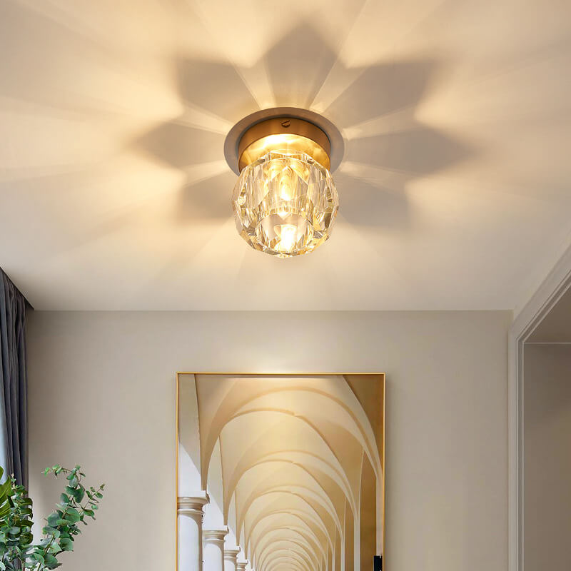 Crystal 1-light LED Globe Semi-flush Mount Lighting