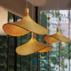 Woven Bamboo 1-light Straw Hat Pendant Light Lumendat