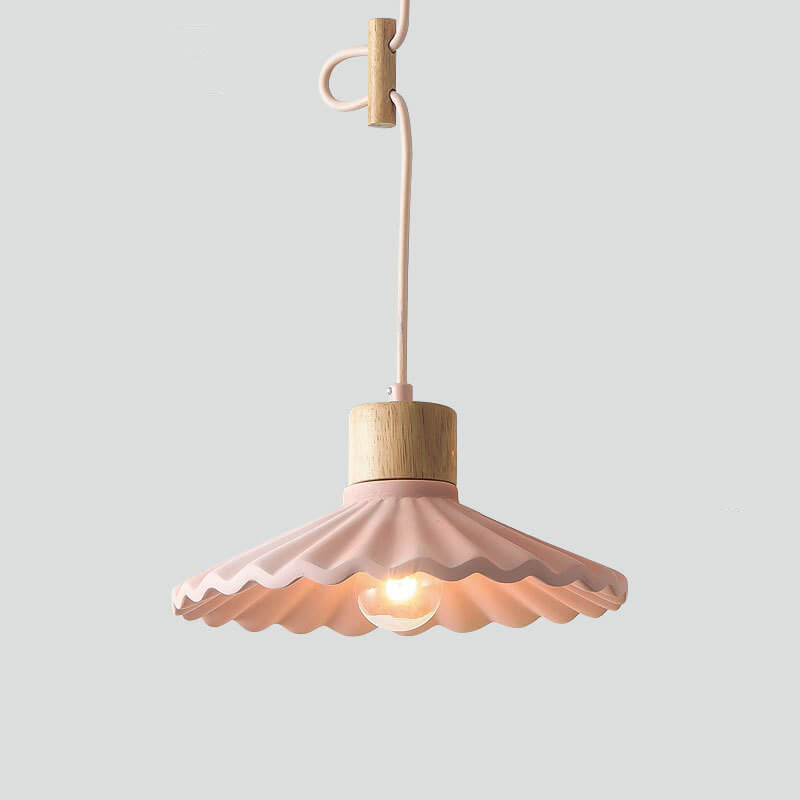 Modern Macaron Cement Scalloped Shade 1-Light Pendant Light for Living Room