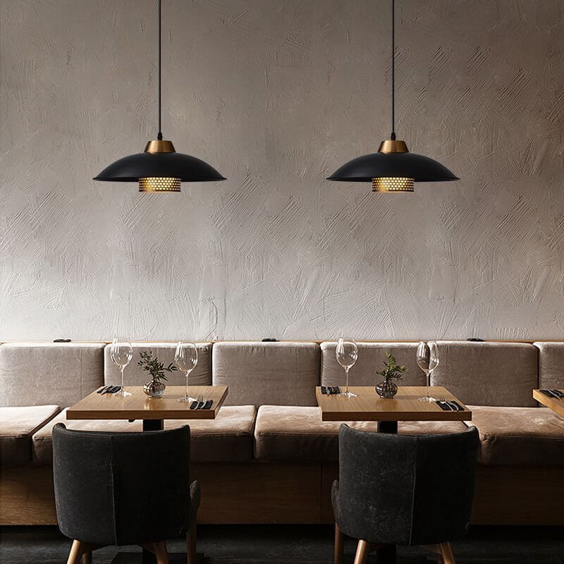 Industrial Simple Scalloped Wrought Iron 1-light Pendant Light