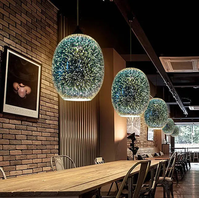 Modern Creative 3d Stained Fireworks Glass Jar 1-light Pendant Light Lumendat