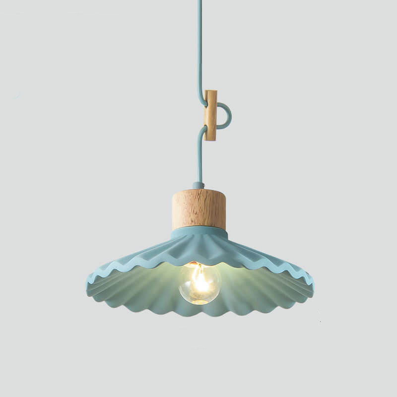 Modern Macaron Cement Scalloped Shade 1-Light Pendant Light for Living Room