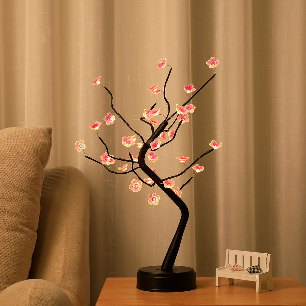 Bonsai Tree Light Plum Blossom Light Remote Control Small LED Table Lamps Lumendat