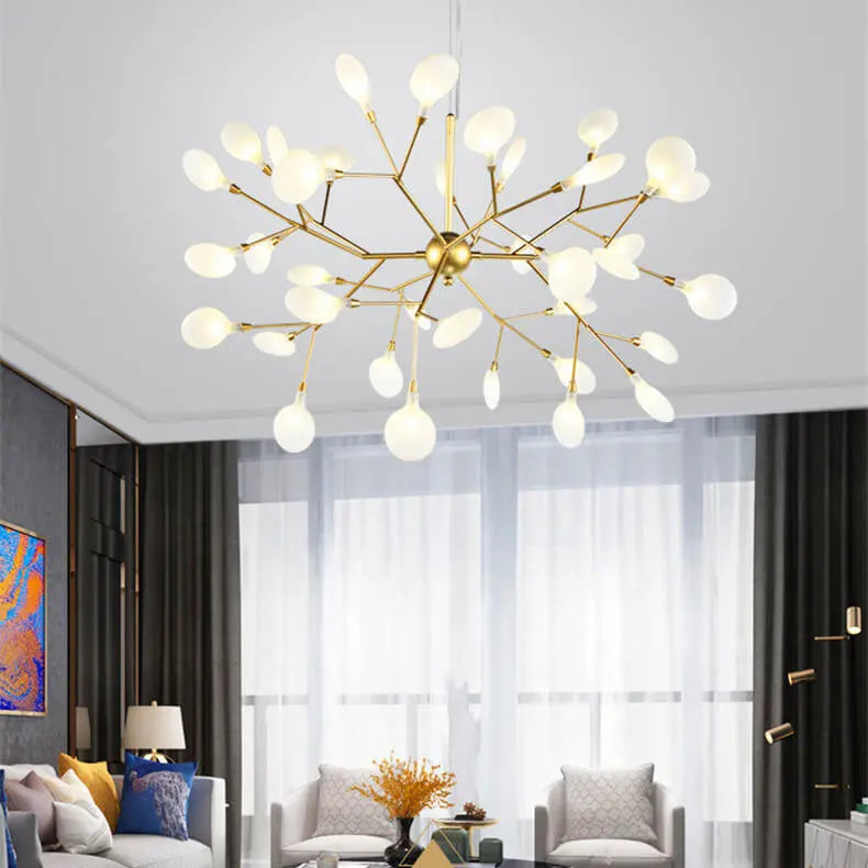 Modern LED Firefly Branch Chandelier – 27 or 36 Lights, Gold & Black Lumendat