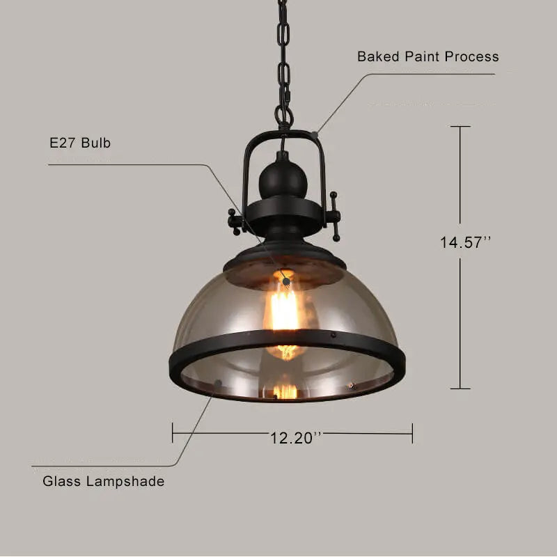 Retro Glass Shade 1-light Single Dome Pendant Light Lumendat