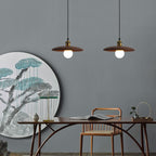 Minimalist Wooden 1-light Saucer Shaped Pendant Light BulbSquare