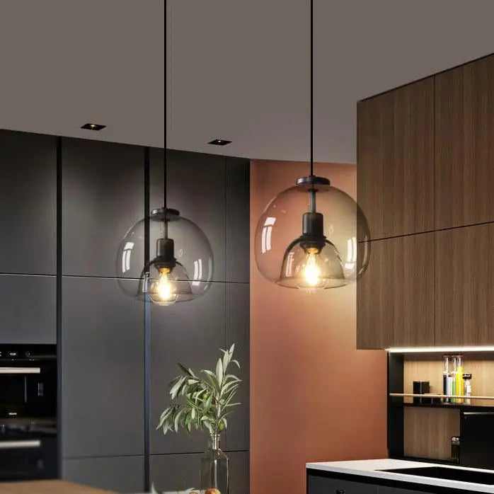 Minimalist Smoke Gray 1-light Hand-blown Glass Dome Pendant Light Lumendat