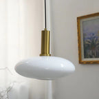 Nordic Milky White Glass Flat Round 1-light Pendant Light BulbSquare