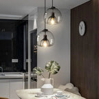 Minimalist Smoke Gray 1-light Hand-blown Glass Dome Pendant Light Lumendat