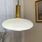 Nordic Milky White Glass Flat Round 1-light Pendant Light BulbSquare