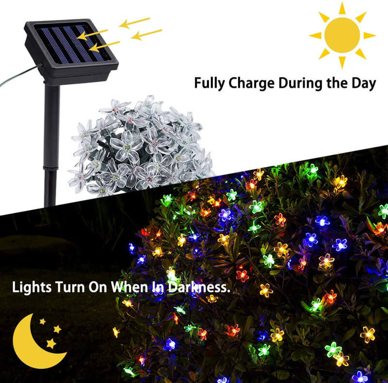 LED Solar Sakura String Lights Waterproof Outdoor Fairy Flower Lights Lumendat