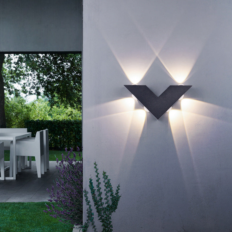 Modern Minimalist V-Shaped Triangle Aluminum Glass LED Wall Sconce Lamp For Garden Lumendat