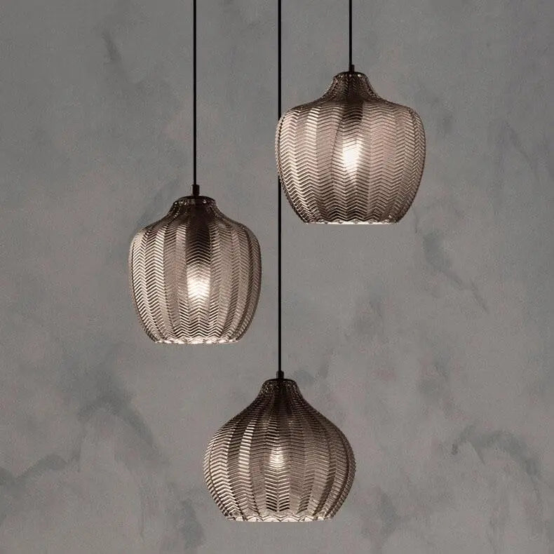 Nordic Textured Wavy Glass 1-light Barrel Pendant Light Lumendat