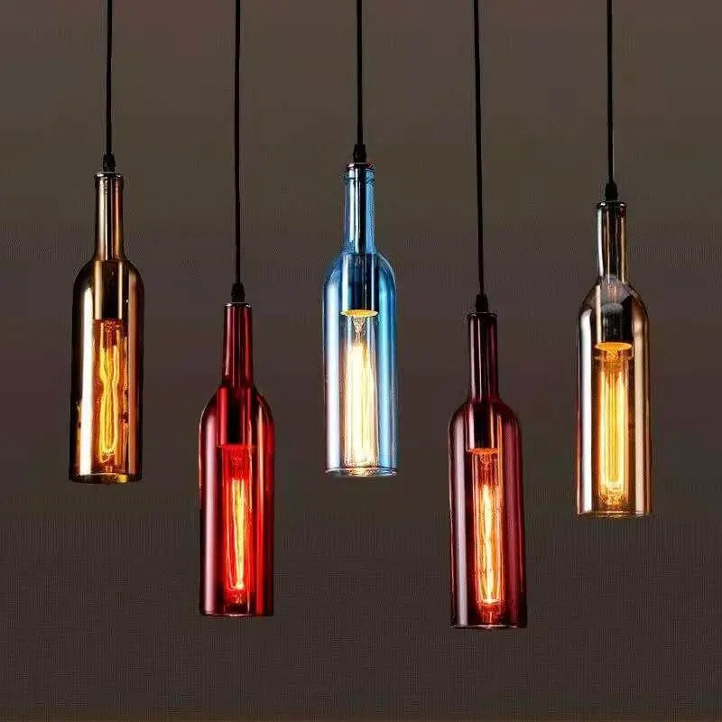 Retro Colorful Wine Bottle 5-light Chandeliers Lumendat