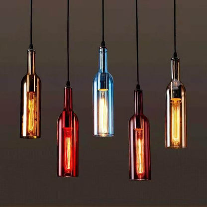 Retro Colorful Wine Bottle 5-light Chandeliers