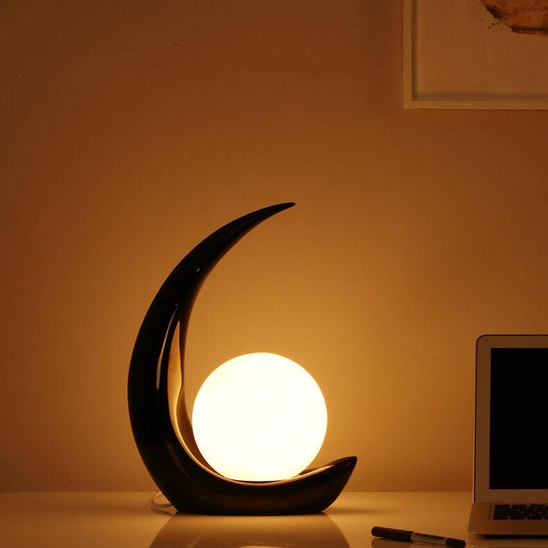 Creative Crescent Night Resin 1-Light Table Lamps Lumendat