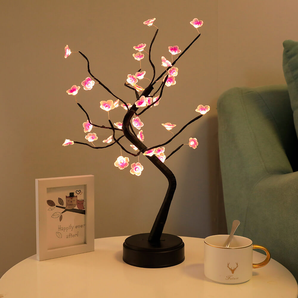Bonsai Tree Light Plum Blossom Light Remote Control Small LED Table Lamps Lumendat