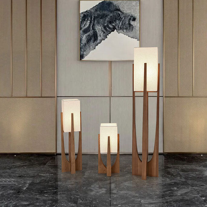 Modern Fabric Solid Wood 1-Light Standing Floor Lamps Lumendat