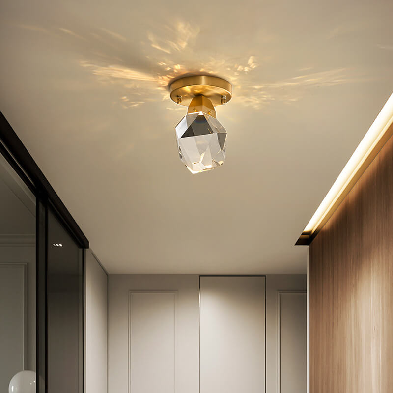 Crystal 1-Light Diamond Shade Semi-Flush Mount Lighting Lumendat