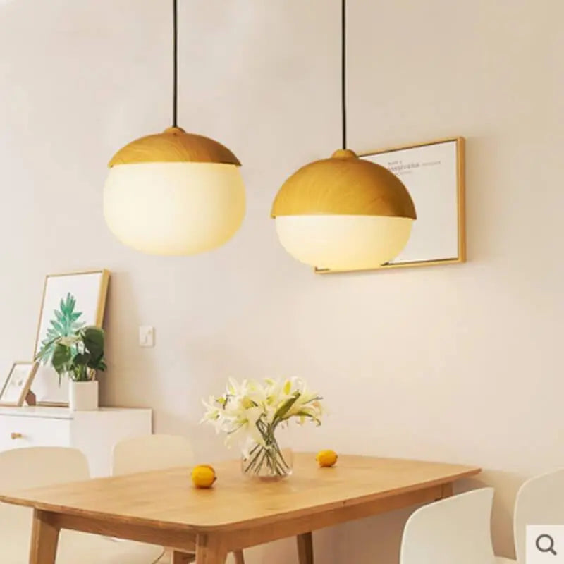Modern Beige Nut 1-light Globe Pendant Light BulbSquare