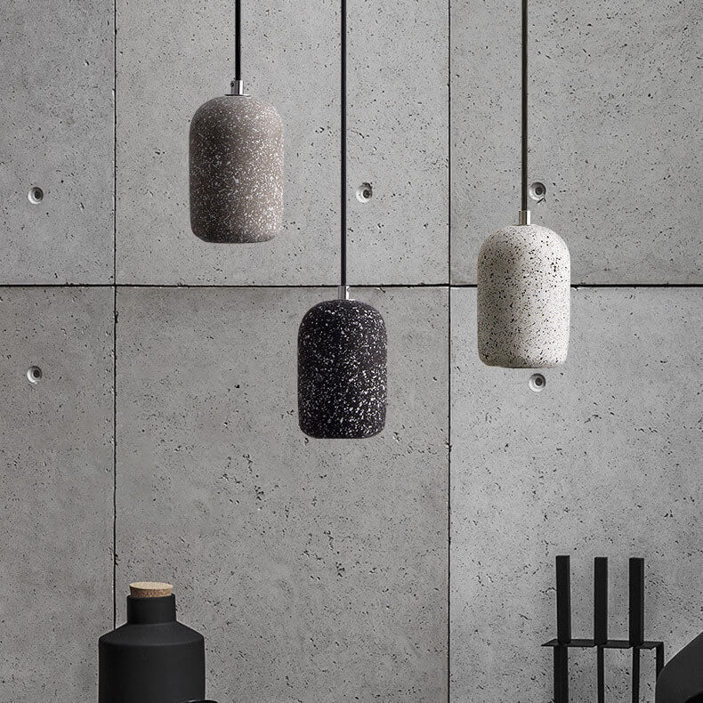 Modern Terrazzo Cylindrical LED Cement LED Pendant Light BulbSquare