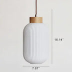 Retro White Striped Glass Jar 1-light Japanese Pendant Light Lumendat