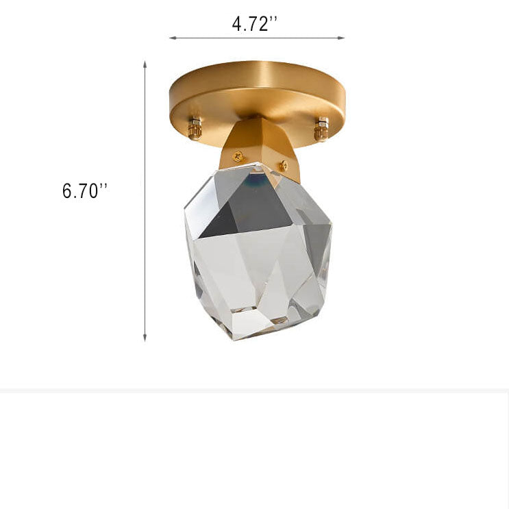 Crystal 1-Light Diamond Shade Semi-Flush Mount Lighting Lumendat