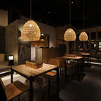 Rattan Weaving 1-light Dome Pendant Light BulbSquare