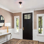 Clear Glass 1-light Bell Semi-flush Mount Lighting